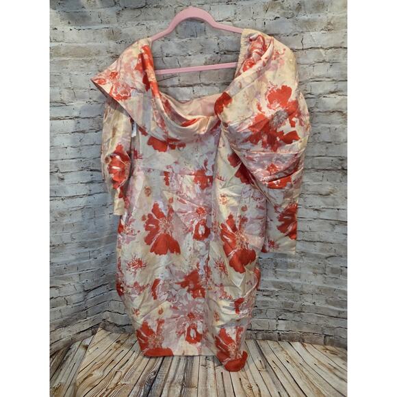 Asos Luxe Floral Print Knee Length Formal Dress Size 20 - Picture 2 of 2